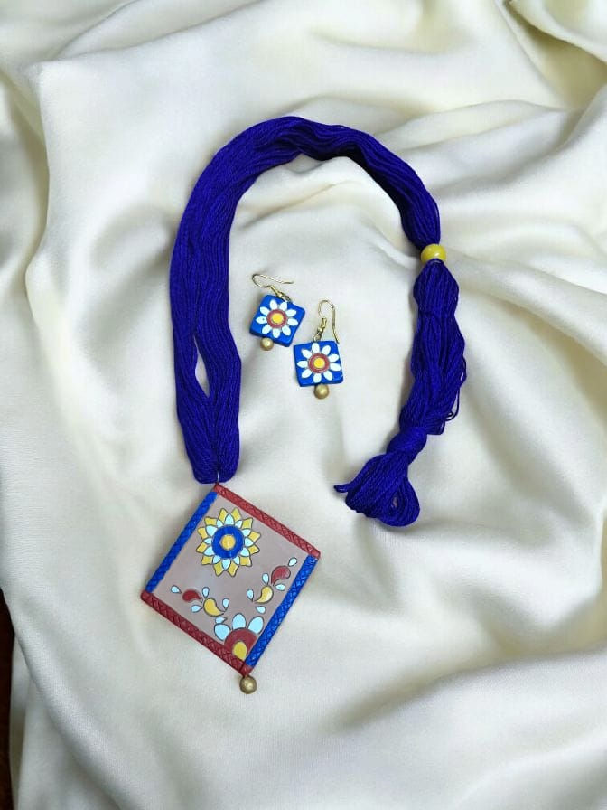 Terracotta earrings & necklace set (TS31)