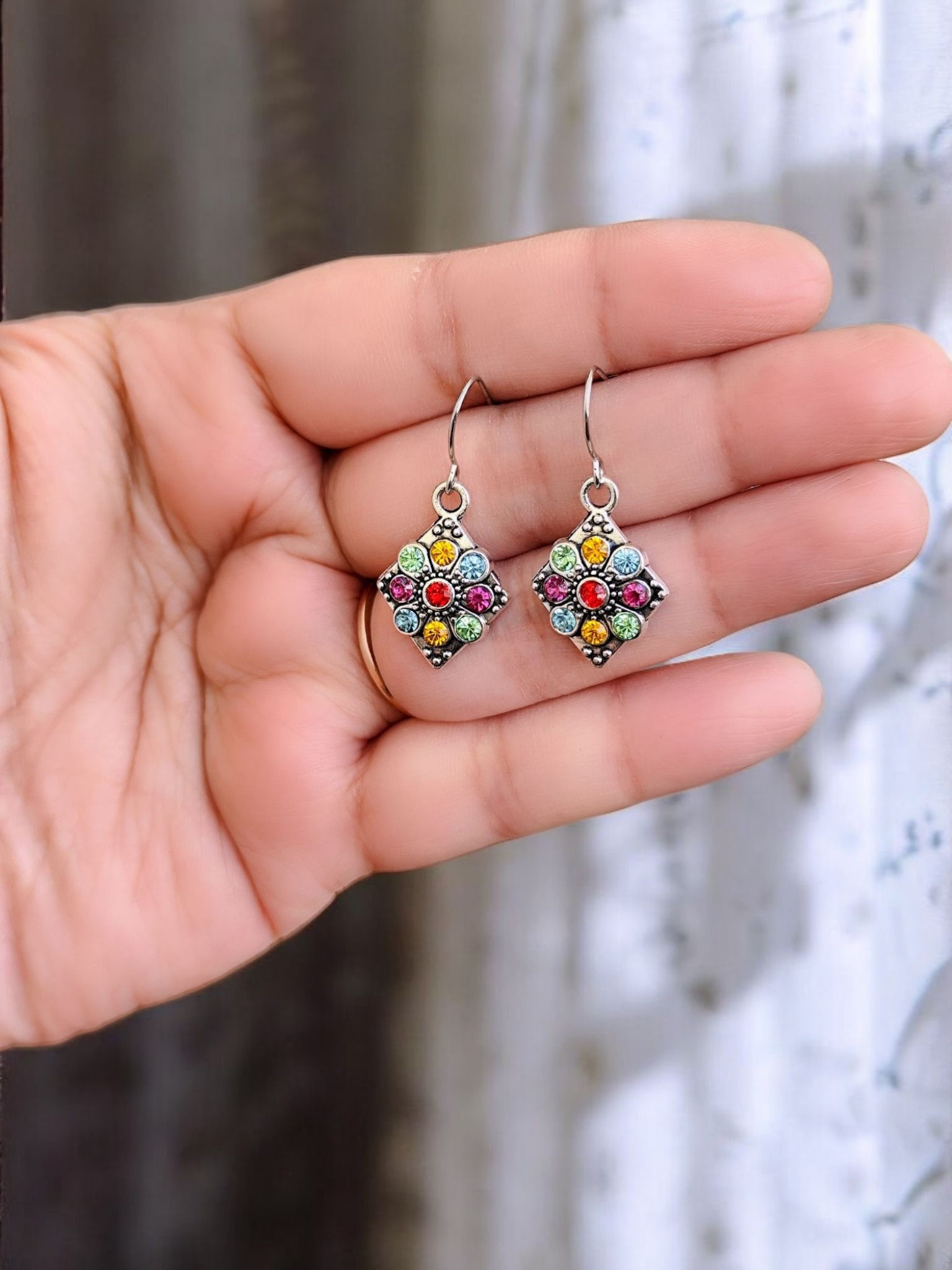 Colorful Floral Charm Earrings (BQ16)