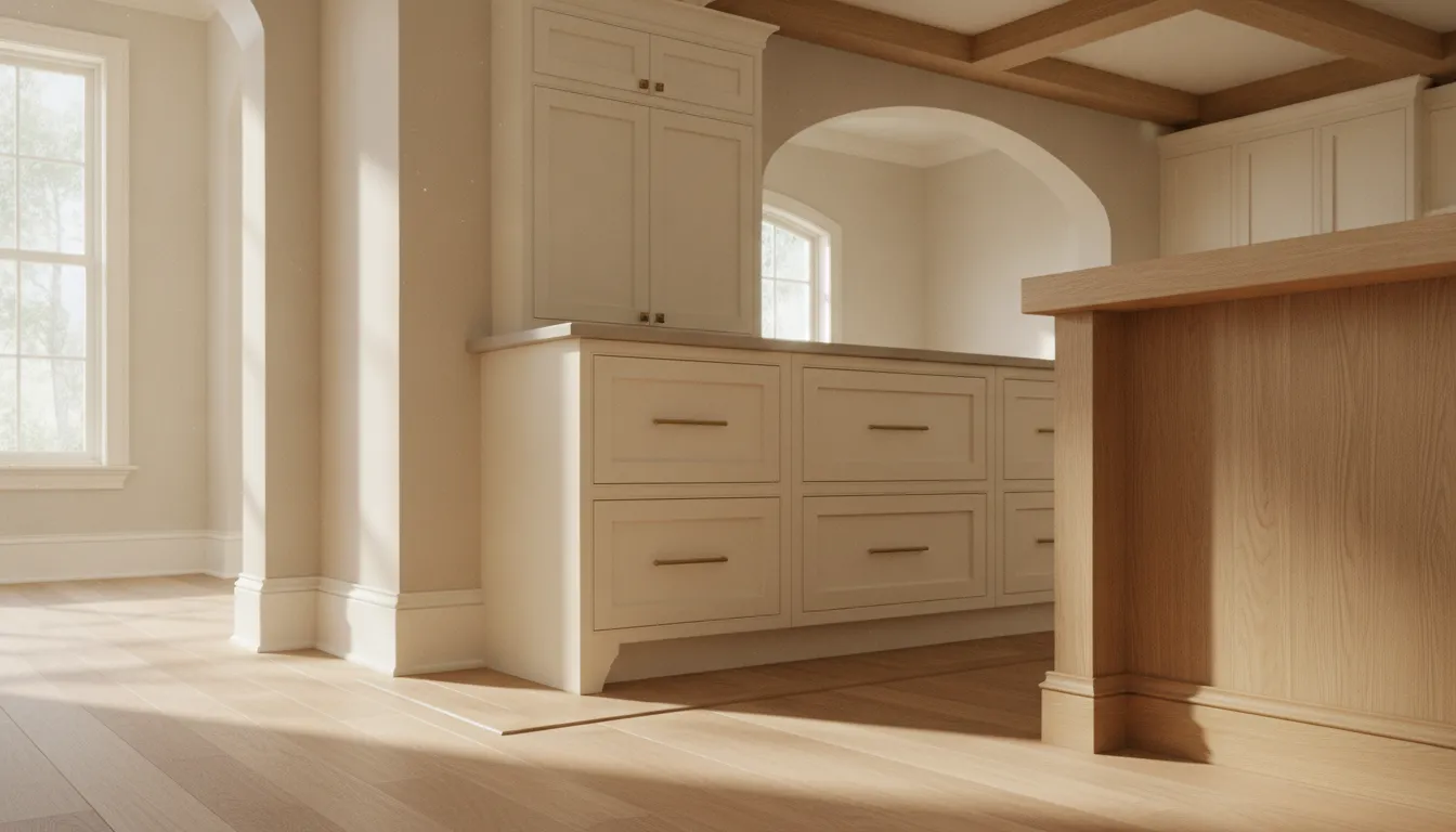 Close-up of custom cabinet joinery and trim details in an Austin renovation