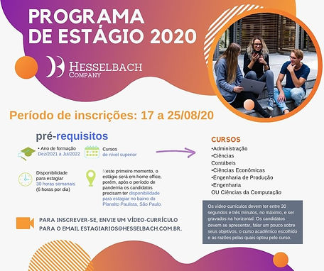 Oportunidade: Hesselbach Company inaugura programa de estágio e inicia seleção online de candidatos