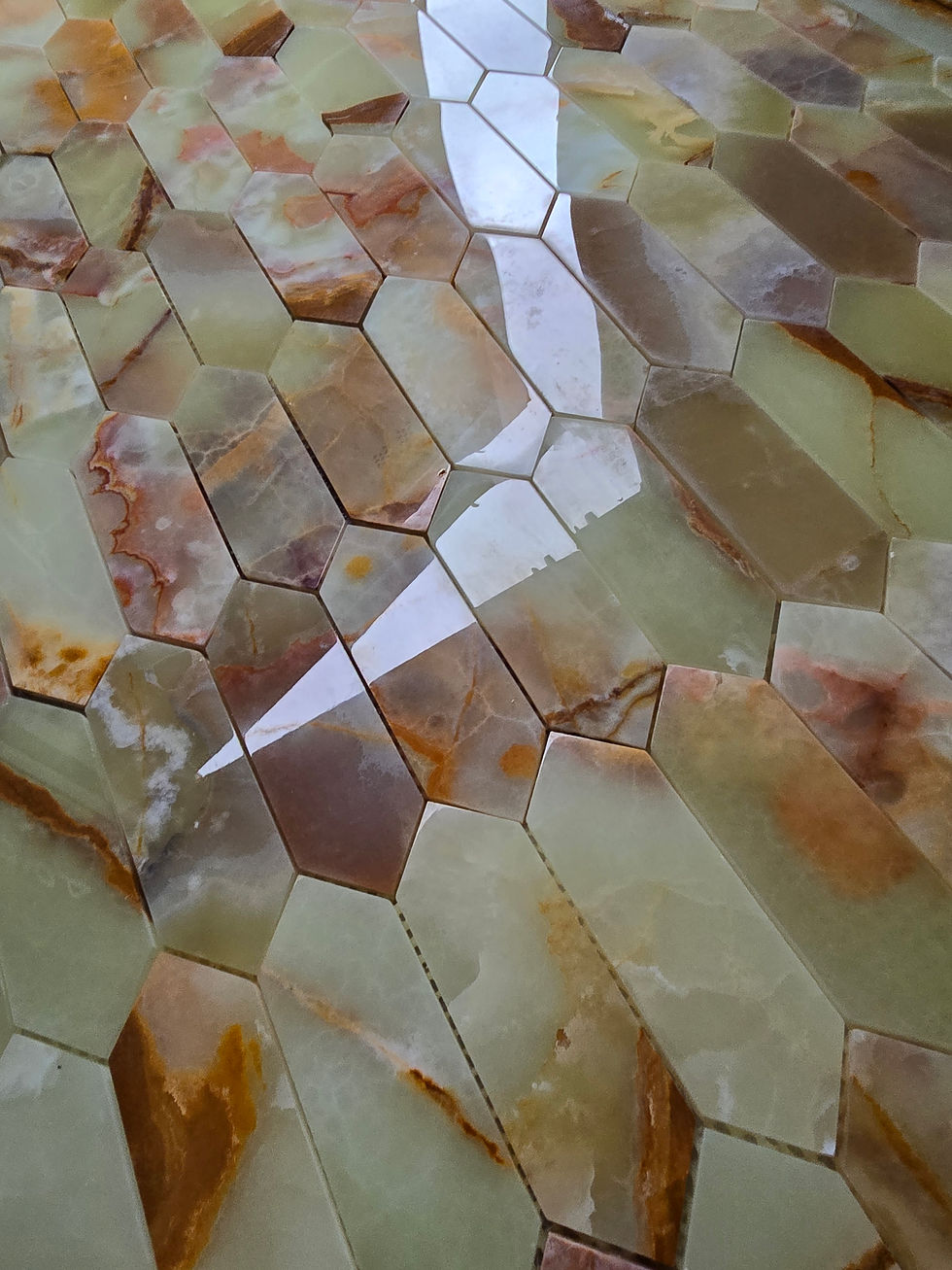 ✨ Premium Long Hex Mosaic Tiles – Natural Stone, Smooth Cut for Chic Design✅