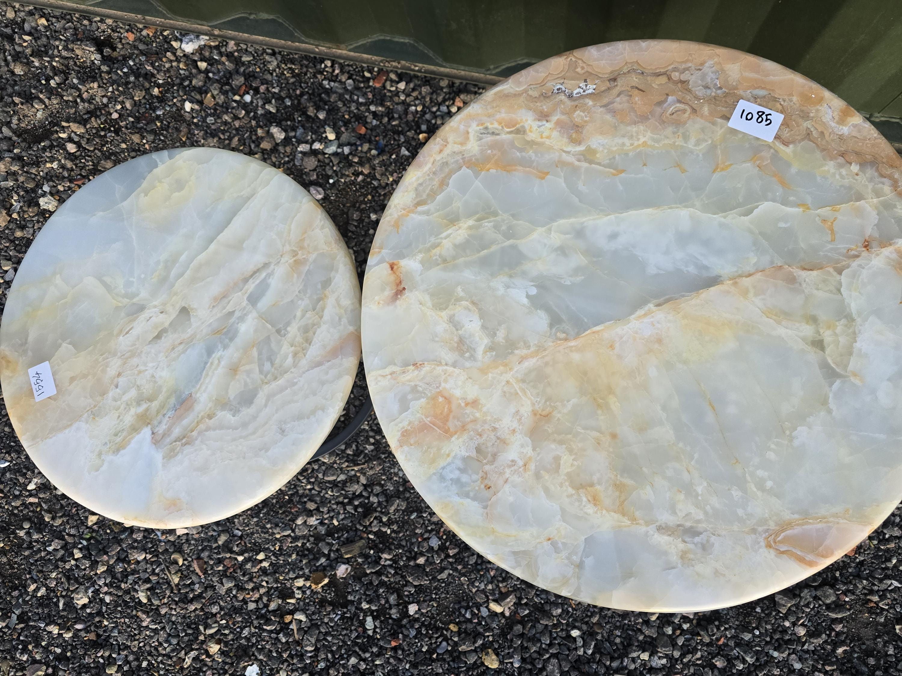 Ethereal White Golden Onyx Table Pair - Natural Stone Accent