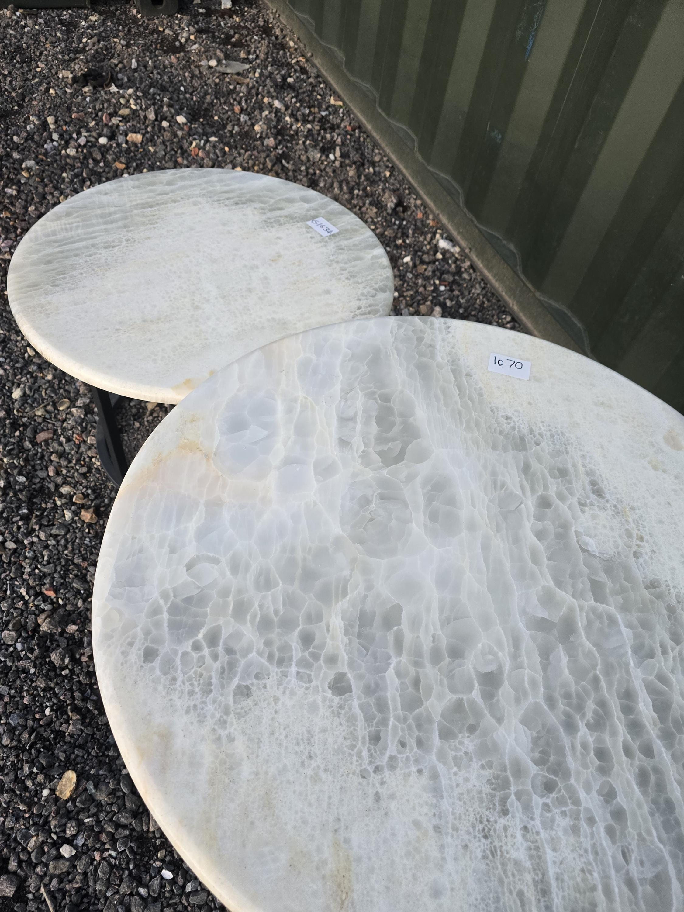 White Frost Onyx Table Pair - Natural Stone Accent