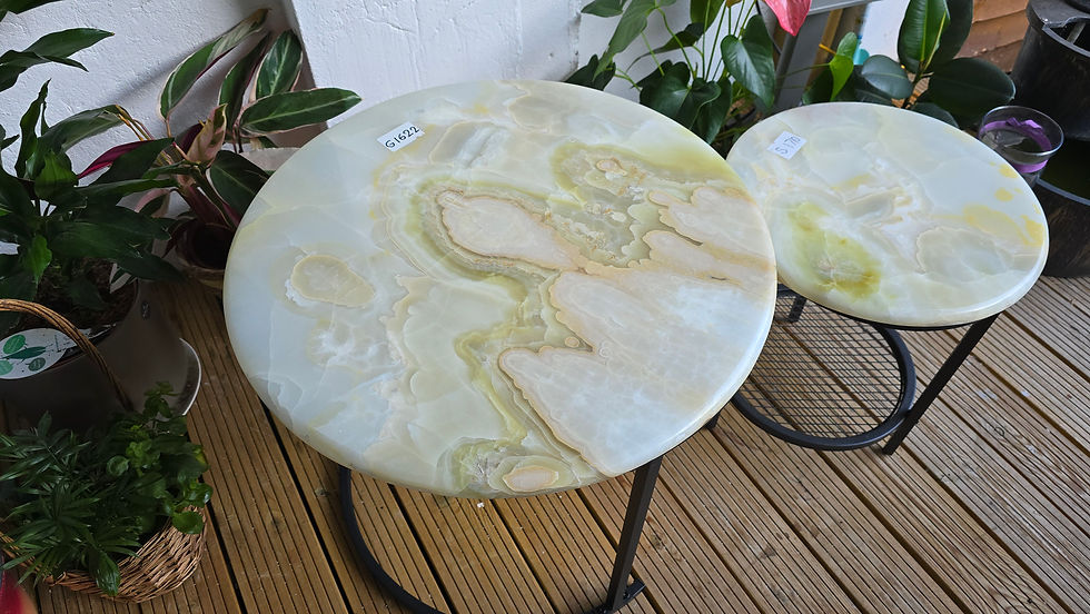 Thumbnail: Green Onyx Nesting Tables – 2-Piece Natural Stone Coffee & Side Table Set
