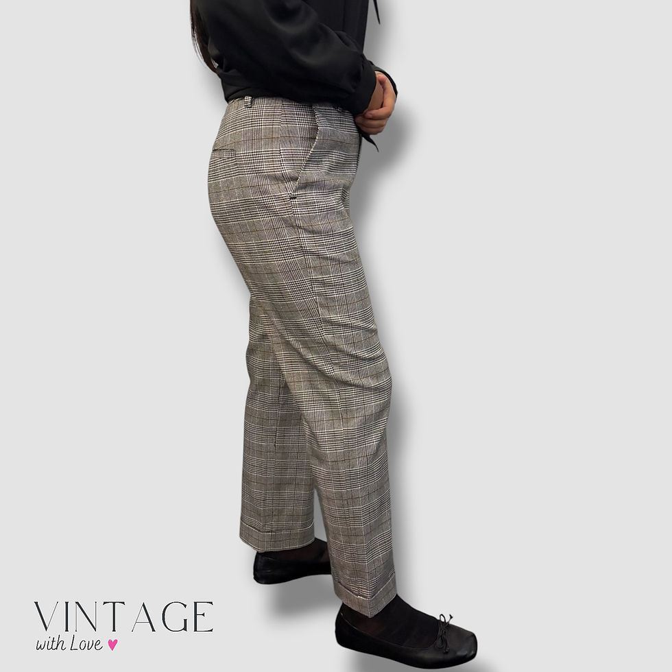 Thumbnail: Zara Black & White Chequered Trousers - Size 34