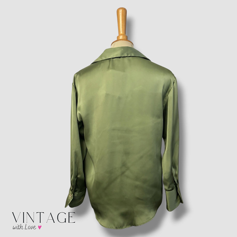 Thumbnail: Zara Green Satin Shirt - Size XS