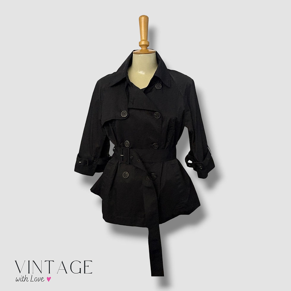 Thumbnail: Woolworths Navy Crop Trench Coat - Size 12