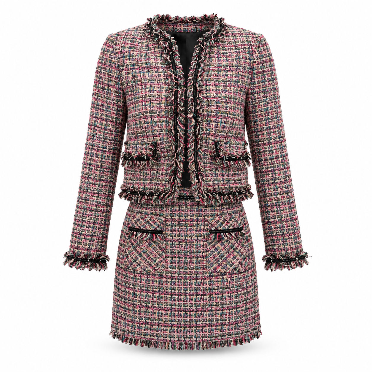 Zara Pink Multicolour Tweed Skirt - Size EUR XS