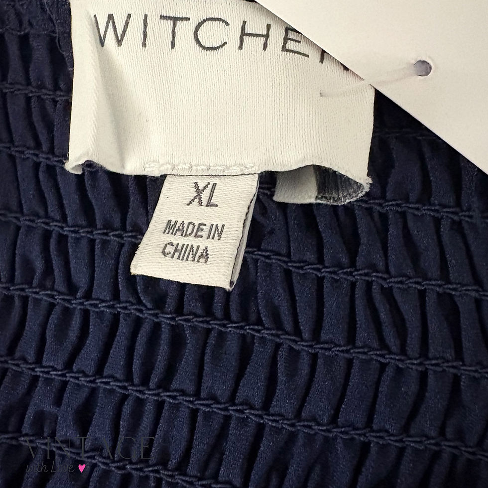 Thumbnail: Witchery Navy Pleated Off-The-Shoulder Top - Size XL