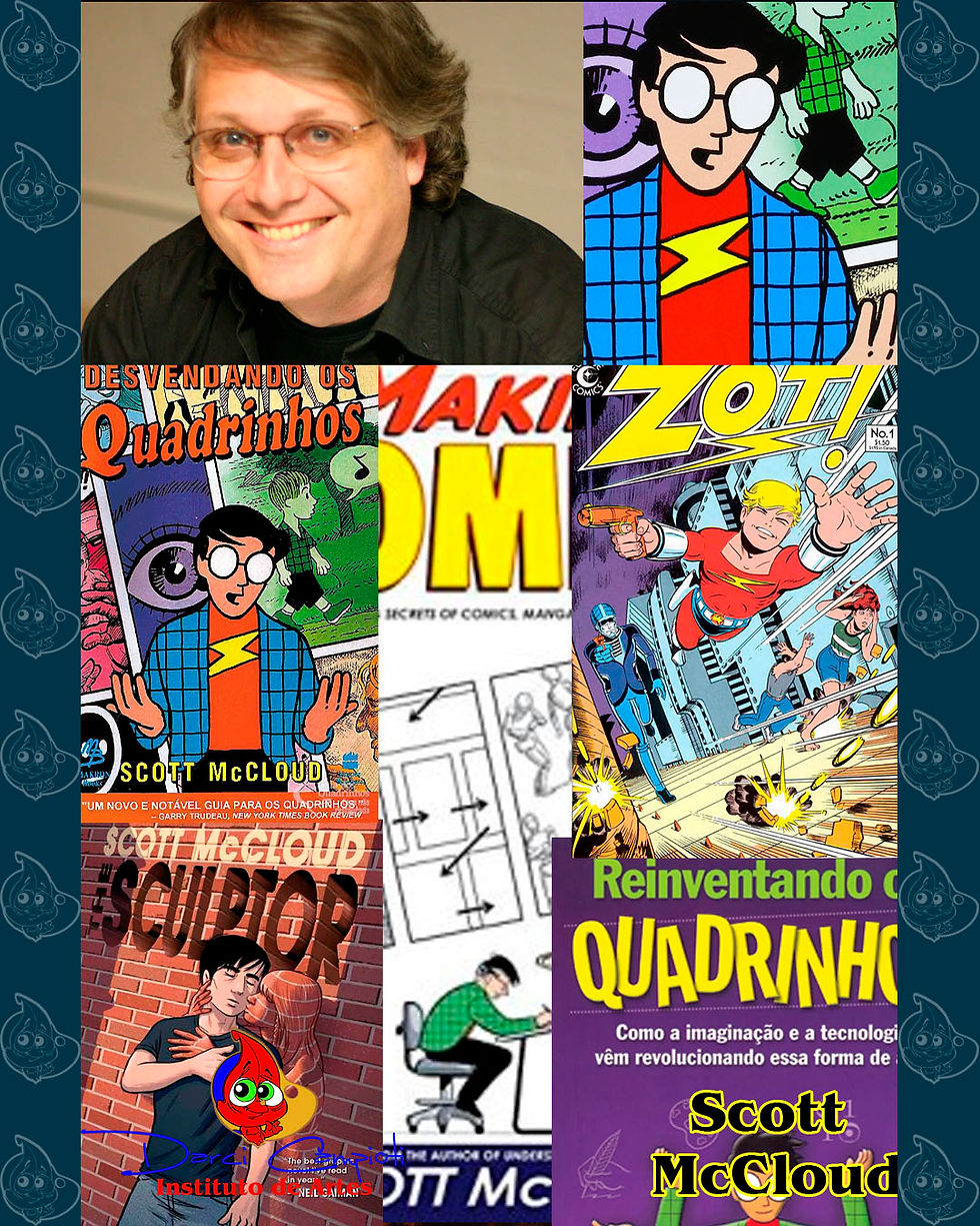Painel em homenagem a contribuição de Scott McCloud para os estudos da narrativa visual