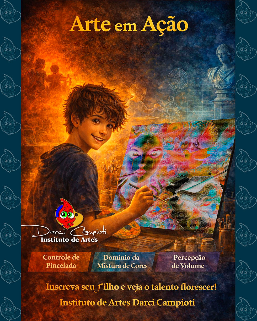 Painel: Menino pintando tela