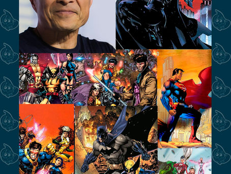 Painel do artista Jim Lee e suas artes