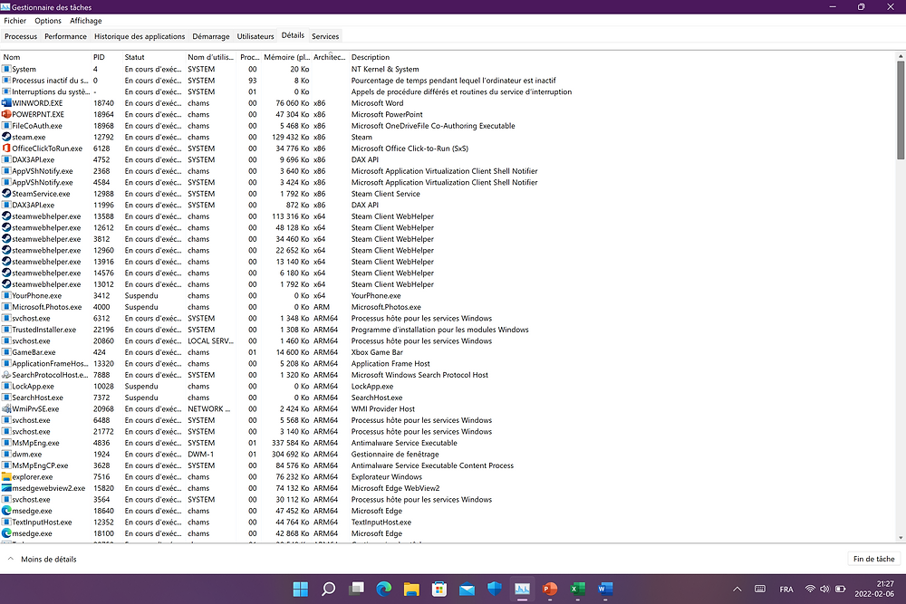 Applications ARM64, x86 et x86-64 se côtoient joyeusement.