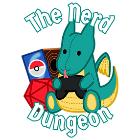 The Nerd Dungeon Logo (a teal Dragon holding a video game controller)
