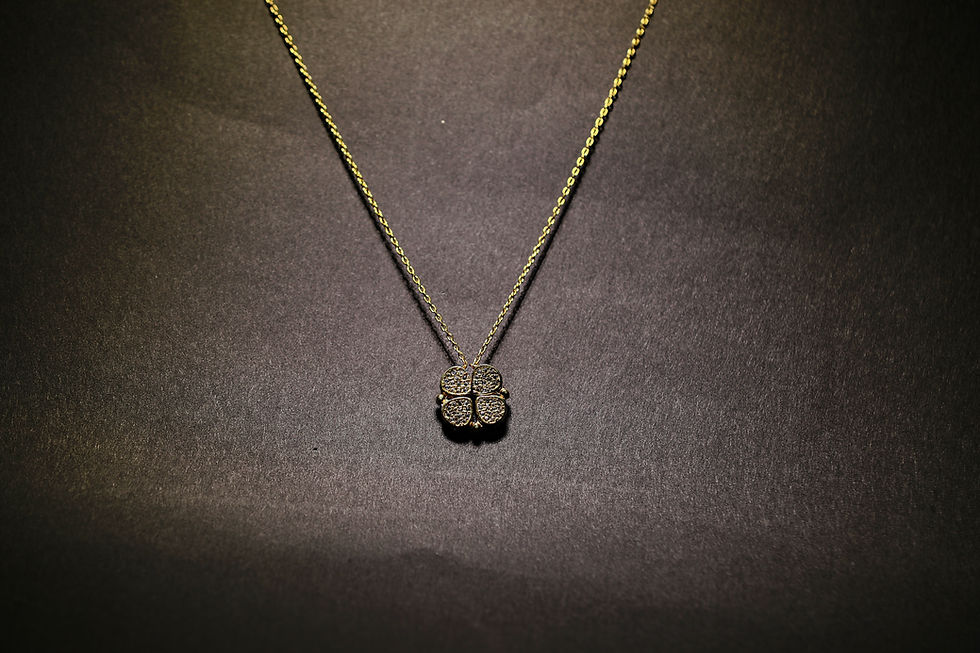 925 Altın Kaplama İçi Açılır Yonca Model Kadın Kolye