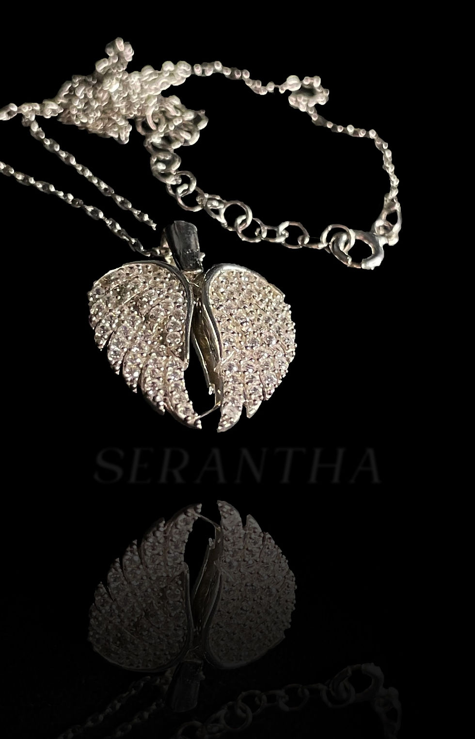 Zirkon Taşlı Açılır Kapanır İsim yazılabilen Melek Kolye