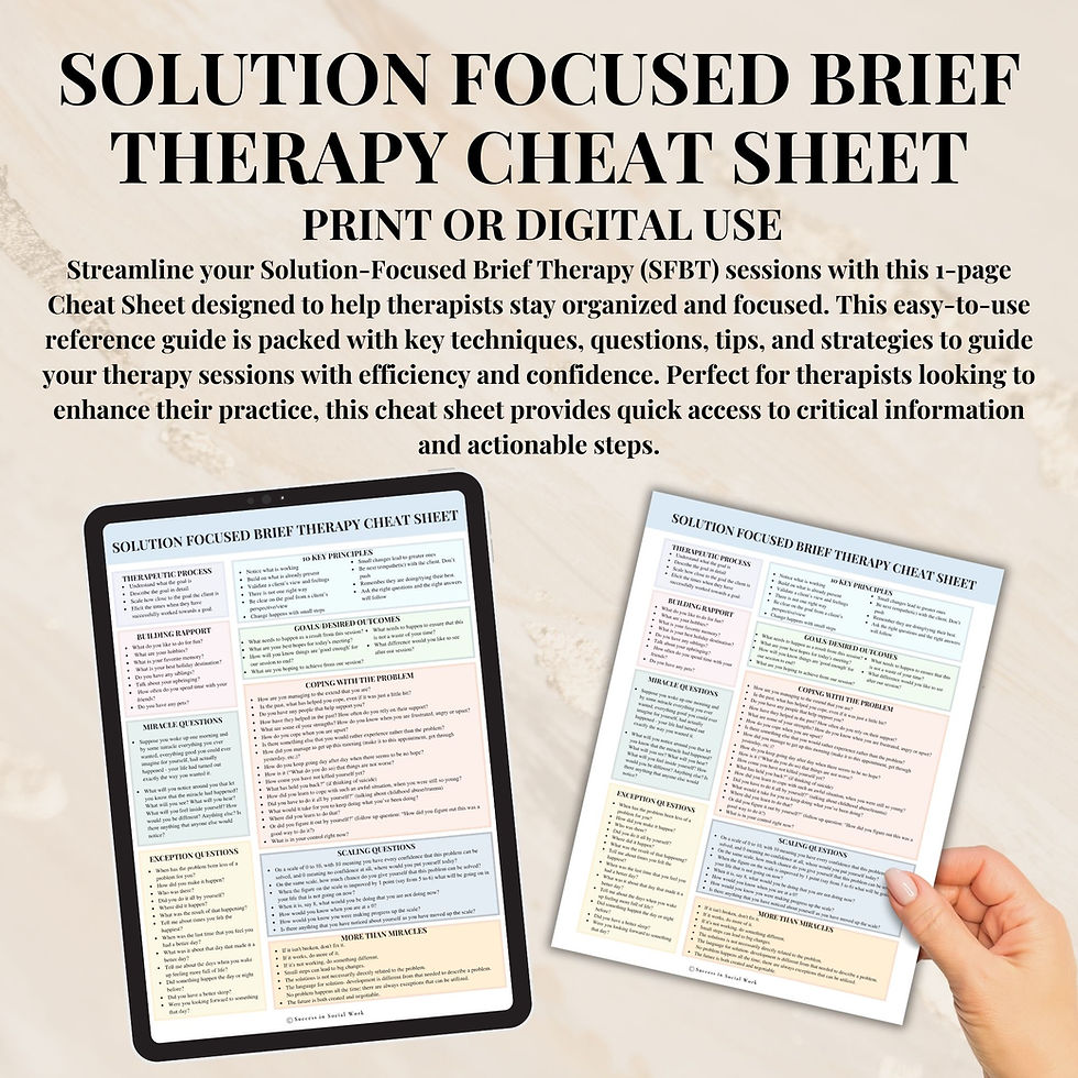 Thumbnail: Solution-Focused Brief Therapy Cheat Sheet | SFBT Therapist Guide |