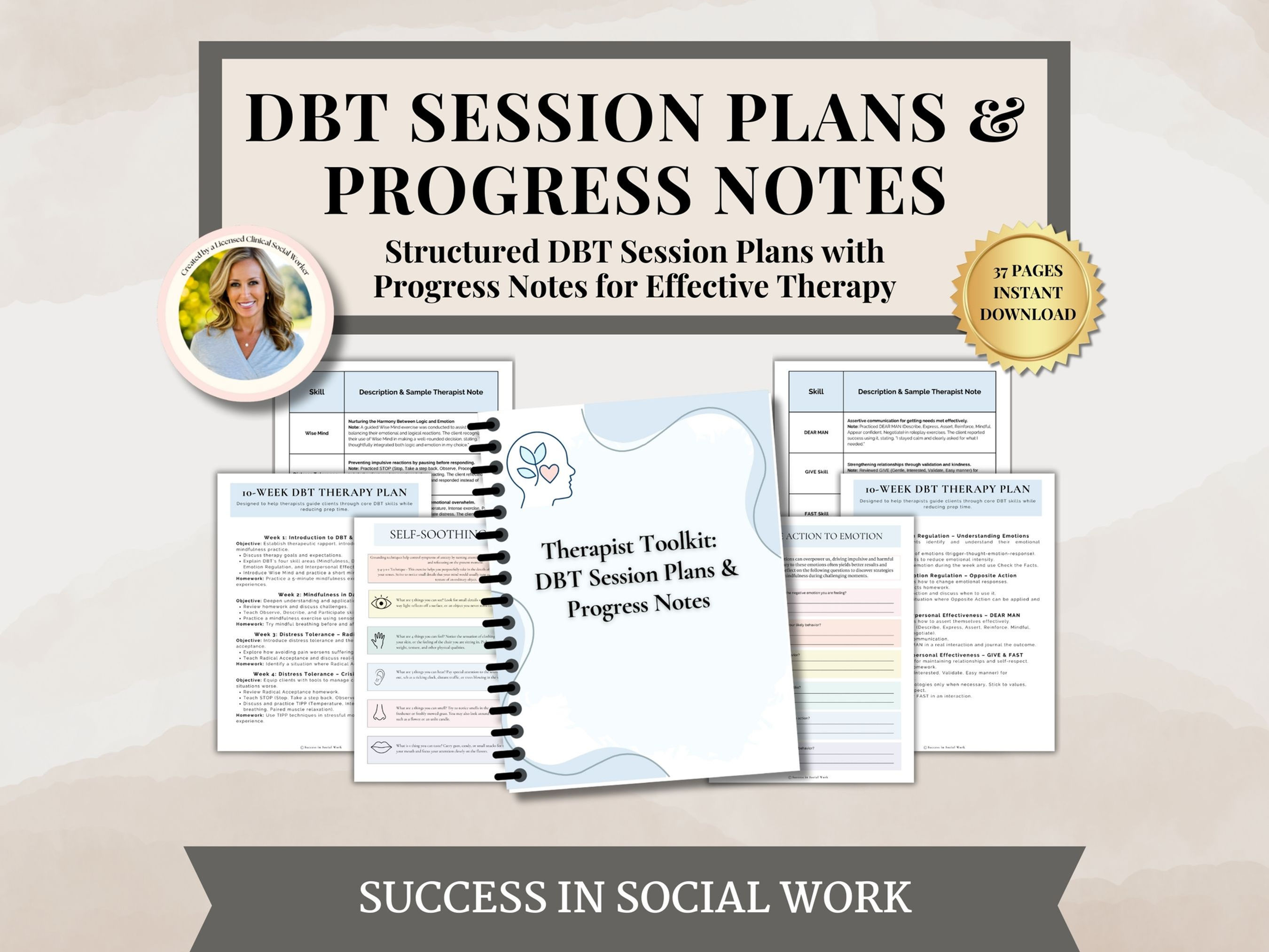 DBT Session Plans & Progress Notes for Therapy Sessions, dbt skills,dbt workbook