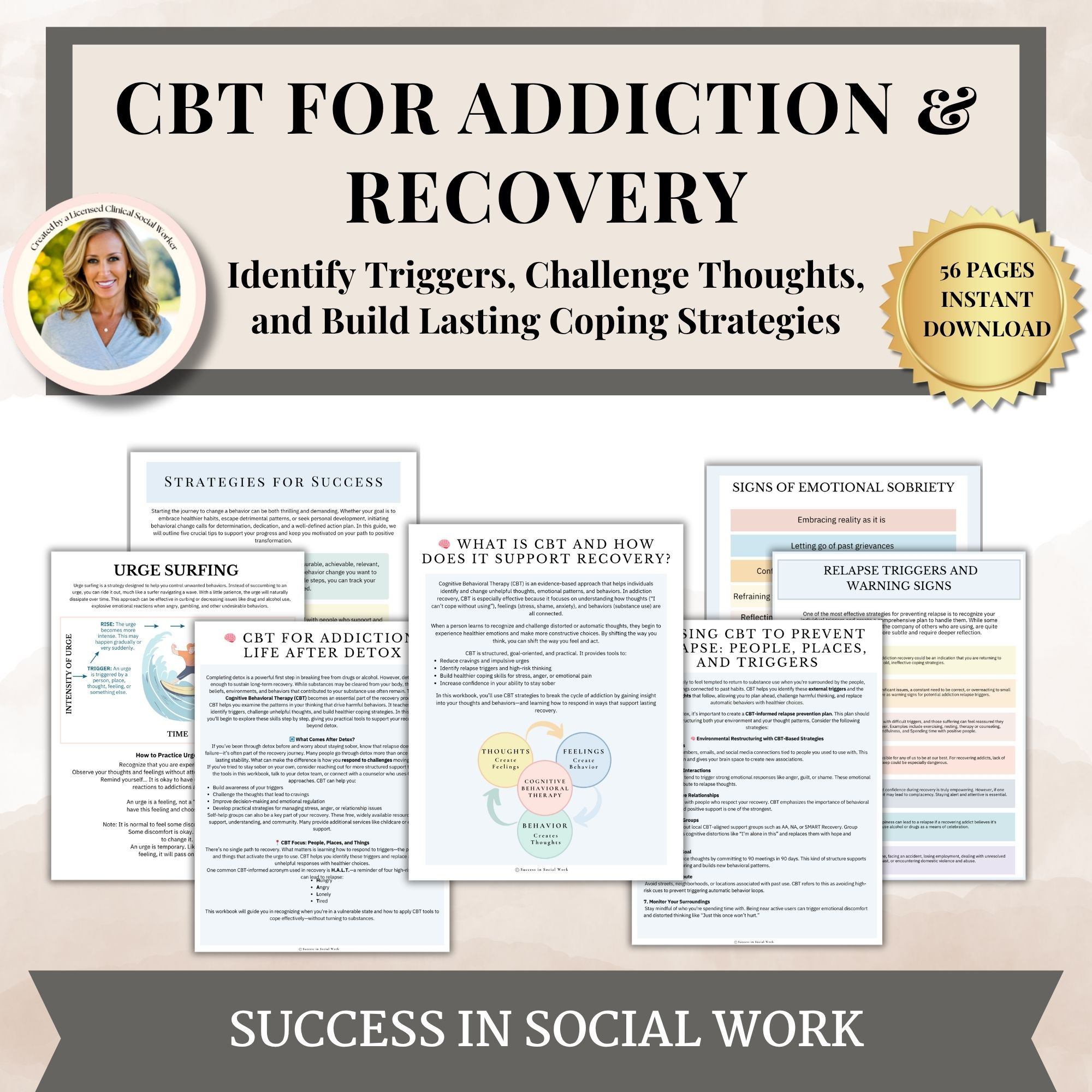 CBT Tools for Addiction Recovery Sobriety Planner PDF Relapse Prevention Plan