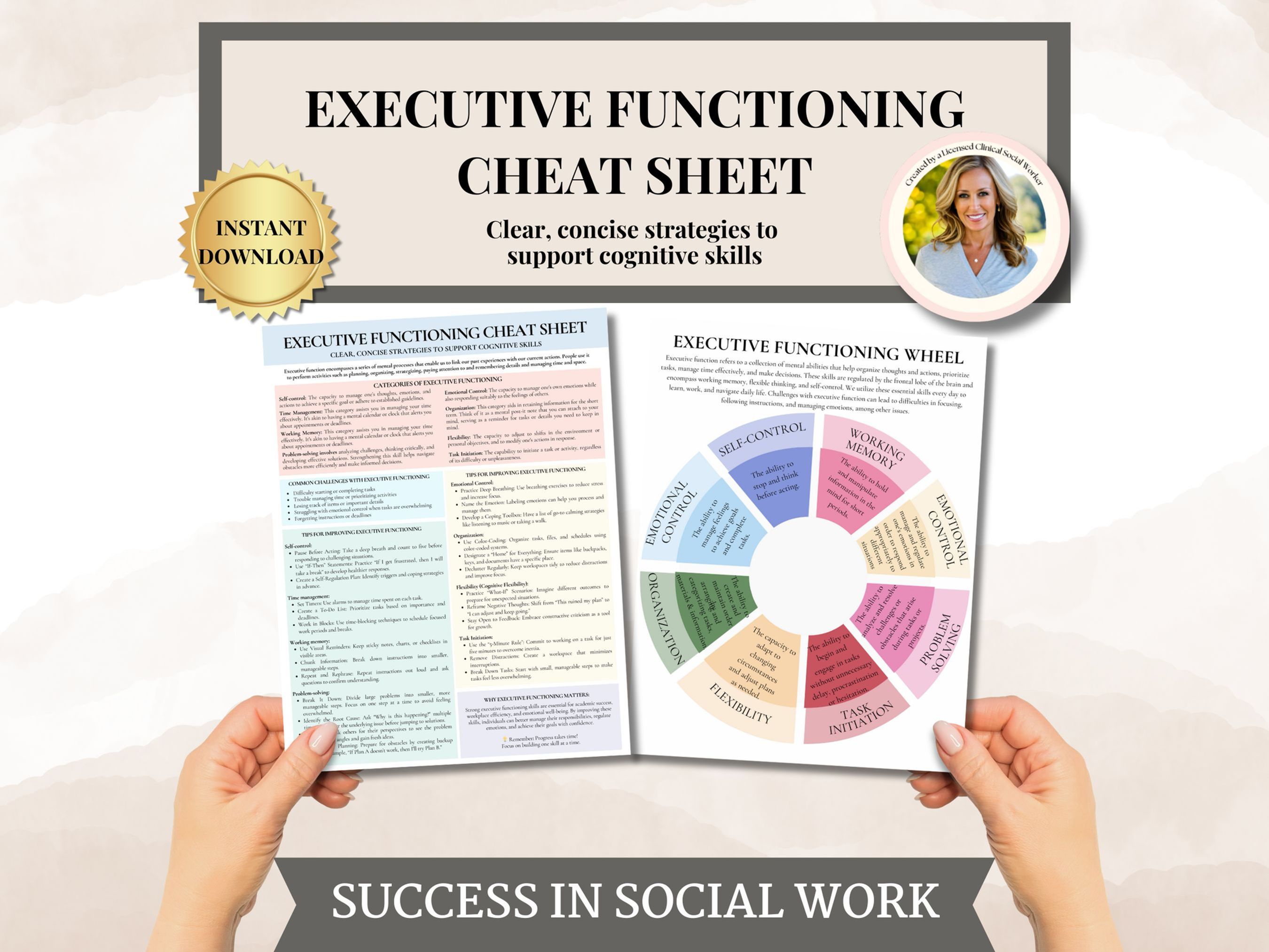 Executive Functioning Cheat Sheet Tip Sheet,ADHD Worksheets, Teen Coping Skills