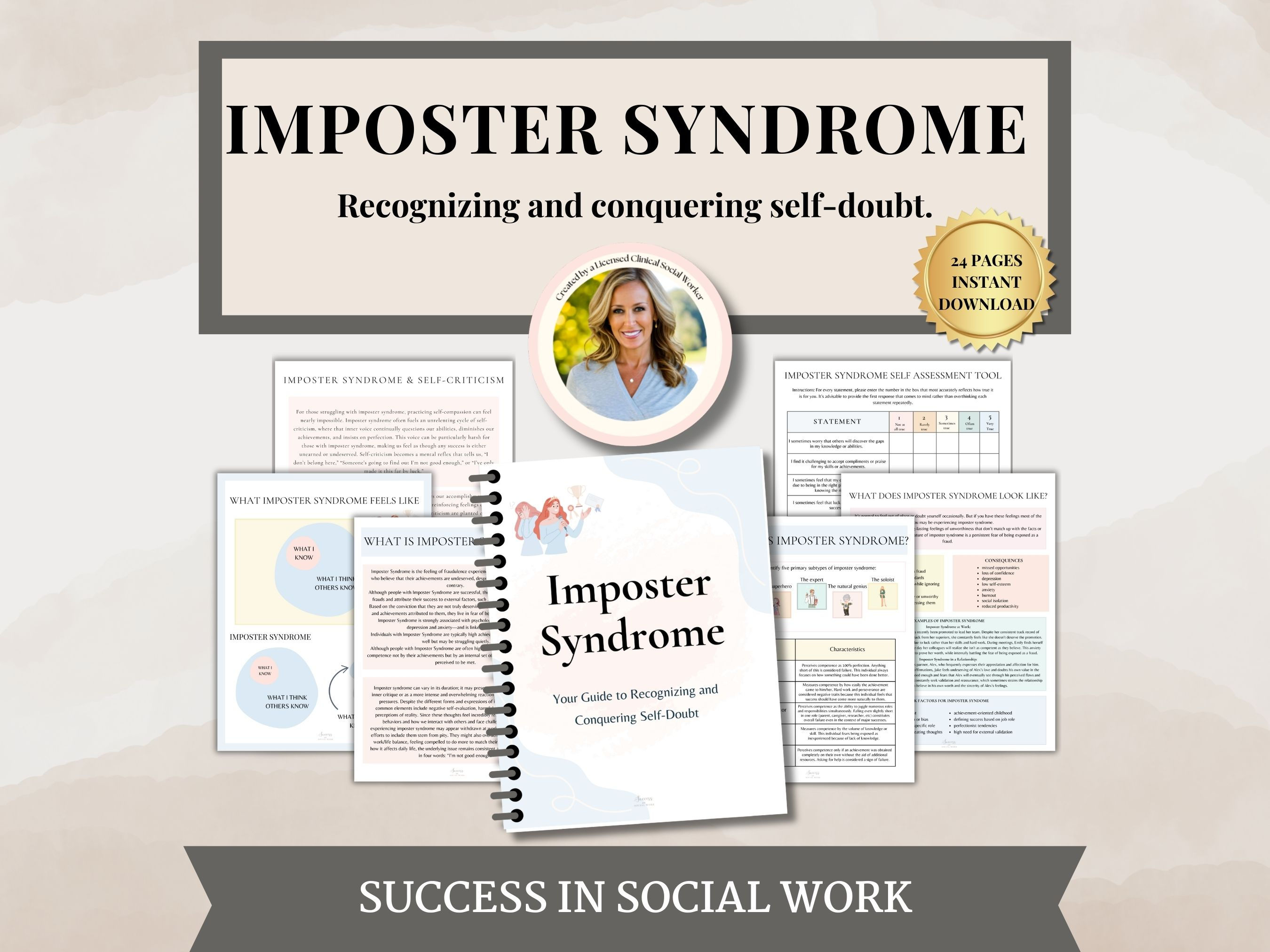 Imposter Personality Imposter Syndrome workbook, therapy worksheet, self esteem