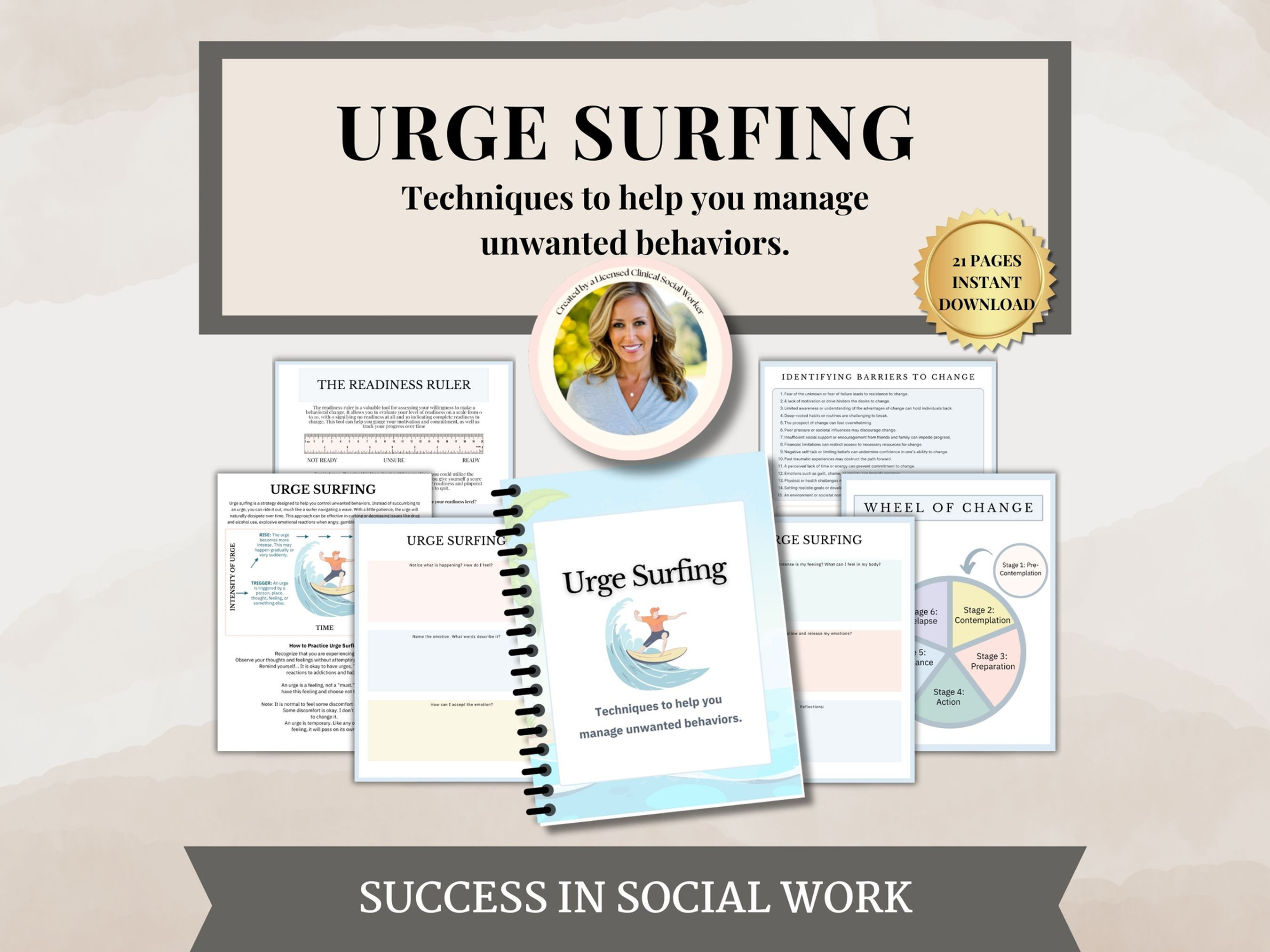 Urge surfing worksheets, addiction, sobriety, therapy worksheets, trauma, manage