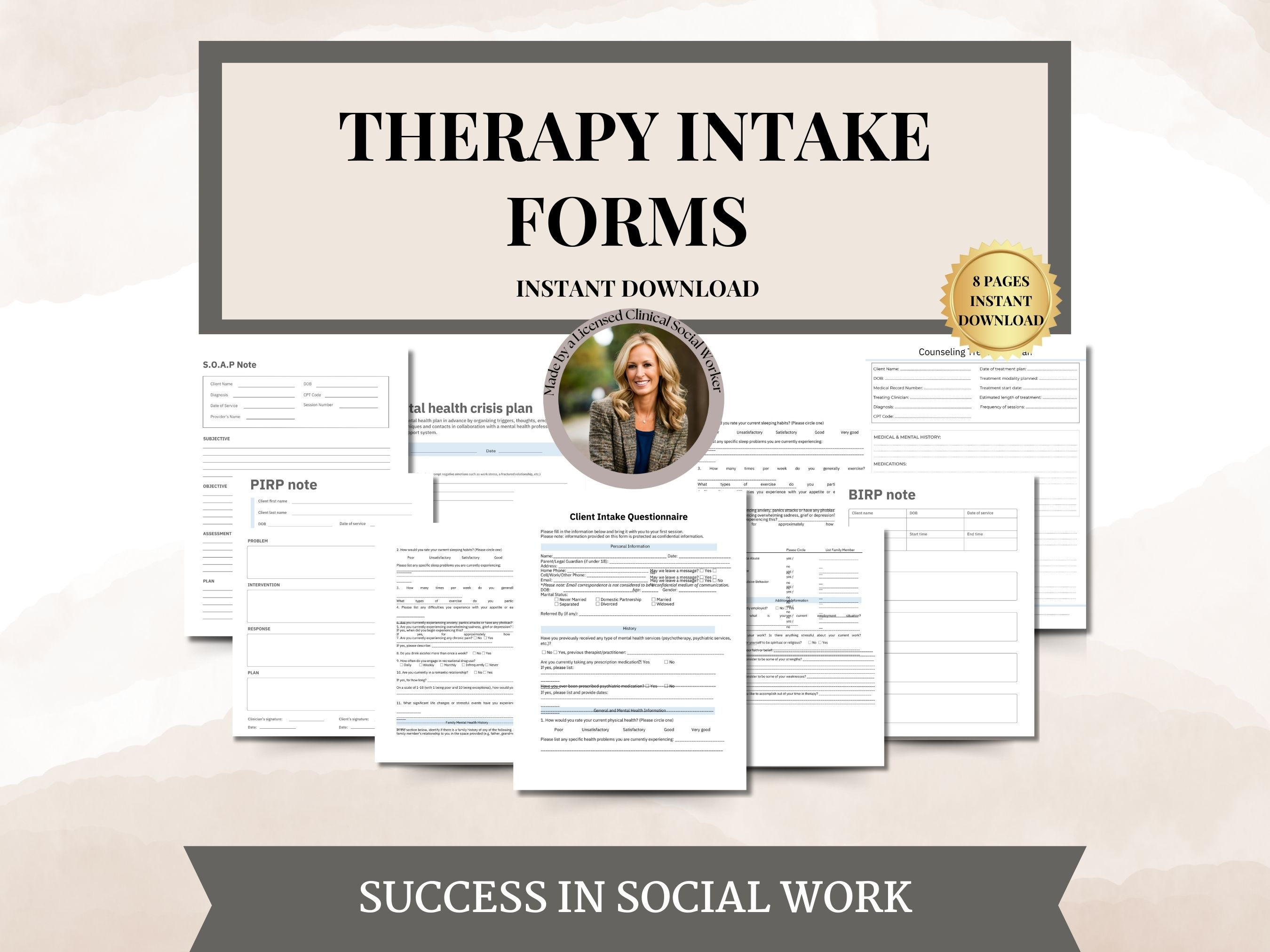 Therapy Forms Client Intake Forms, therapist worksheets, SOAP notes