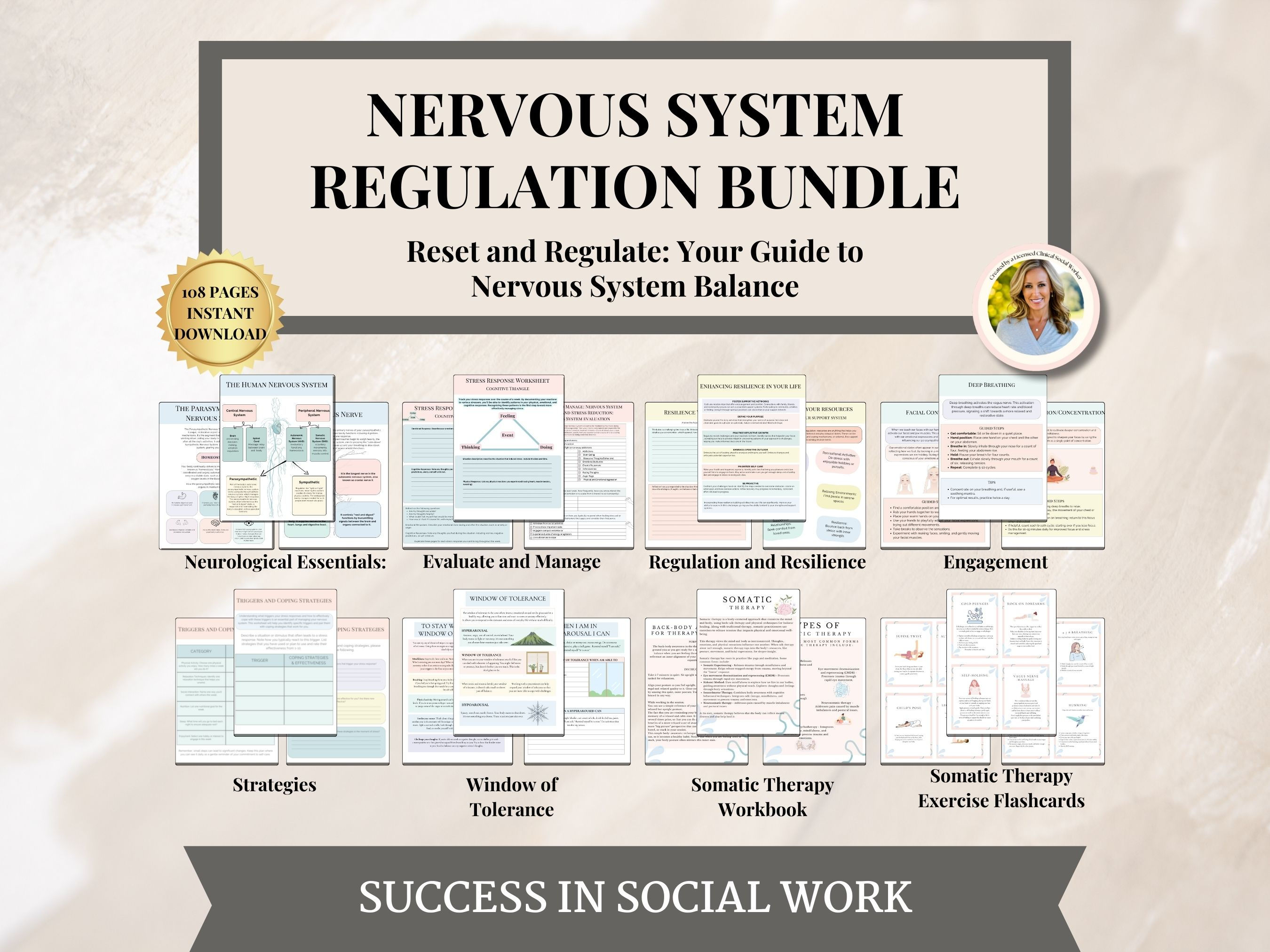 Nervous System Regulation Bundle, Polyvagal Theory Ladder Vagus Vagal Nerve