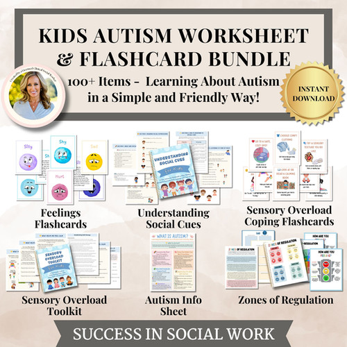 Kids Autism Worksheet Bundle for Therapists, Social Worker, School ...