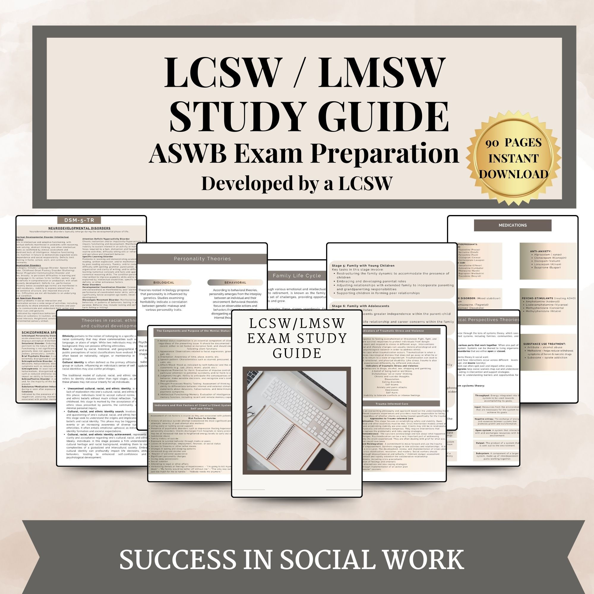 LCSW/LMSW Study Guide, ASWB Exam Tool, Complete lcsw lmsw exam study guide
