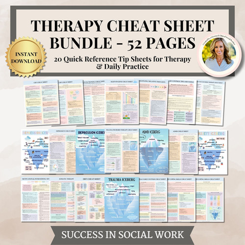 Therapy Cheat Sheet Bundle Psychoeducation Resources for Therapists ...