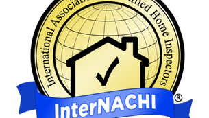 image of InterNACHI's logo, it has yellow for the background with a blue banner at the bottom, and a black outlined house with a checkmark in the center.