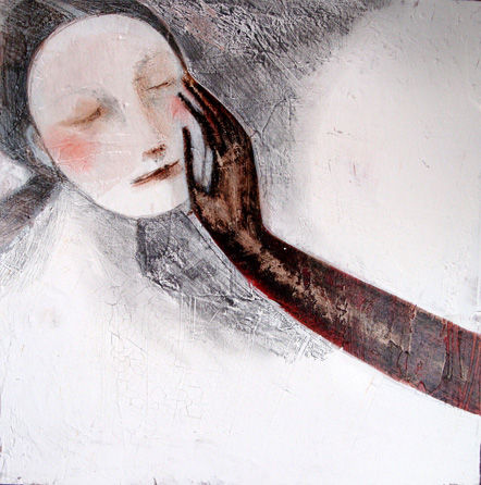 rossa carezza 25x25cm Acrilico, pig.e matita su tavola.jpg