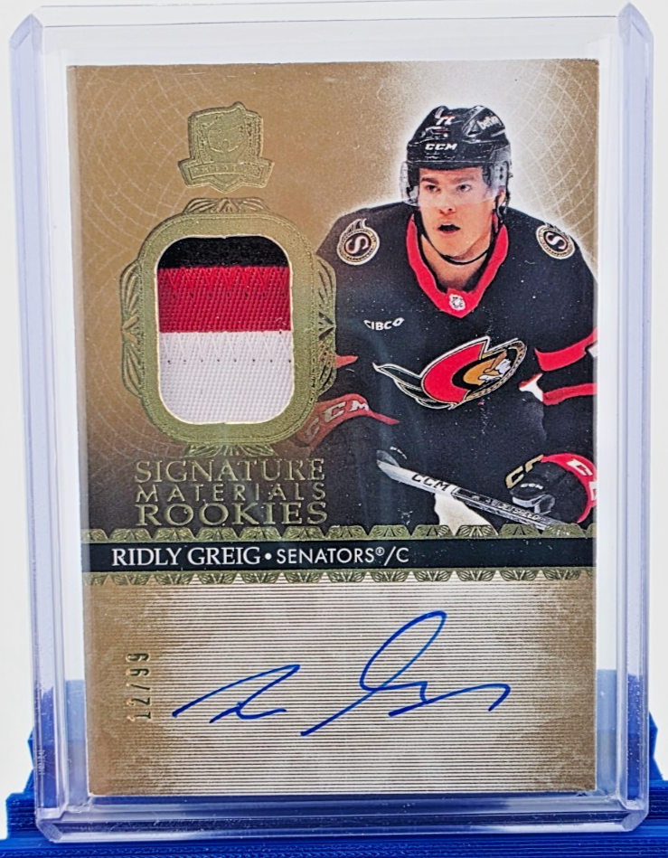 2023-24 Upper Deck The Cup Ridly Greig Signature Materials Rookie Patch Auto /99