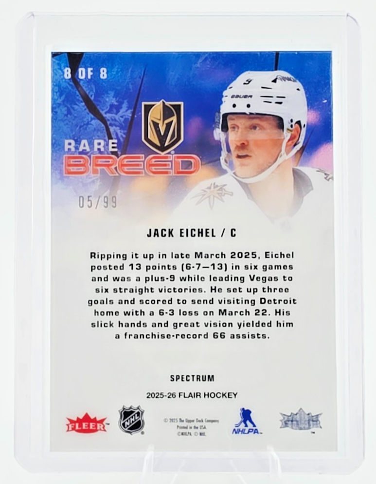 Thumbnail: 2025-26 Upper Deck Flair Jack Eichel Rare Breed Spectrum /99 Vegas #8