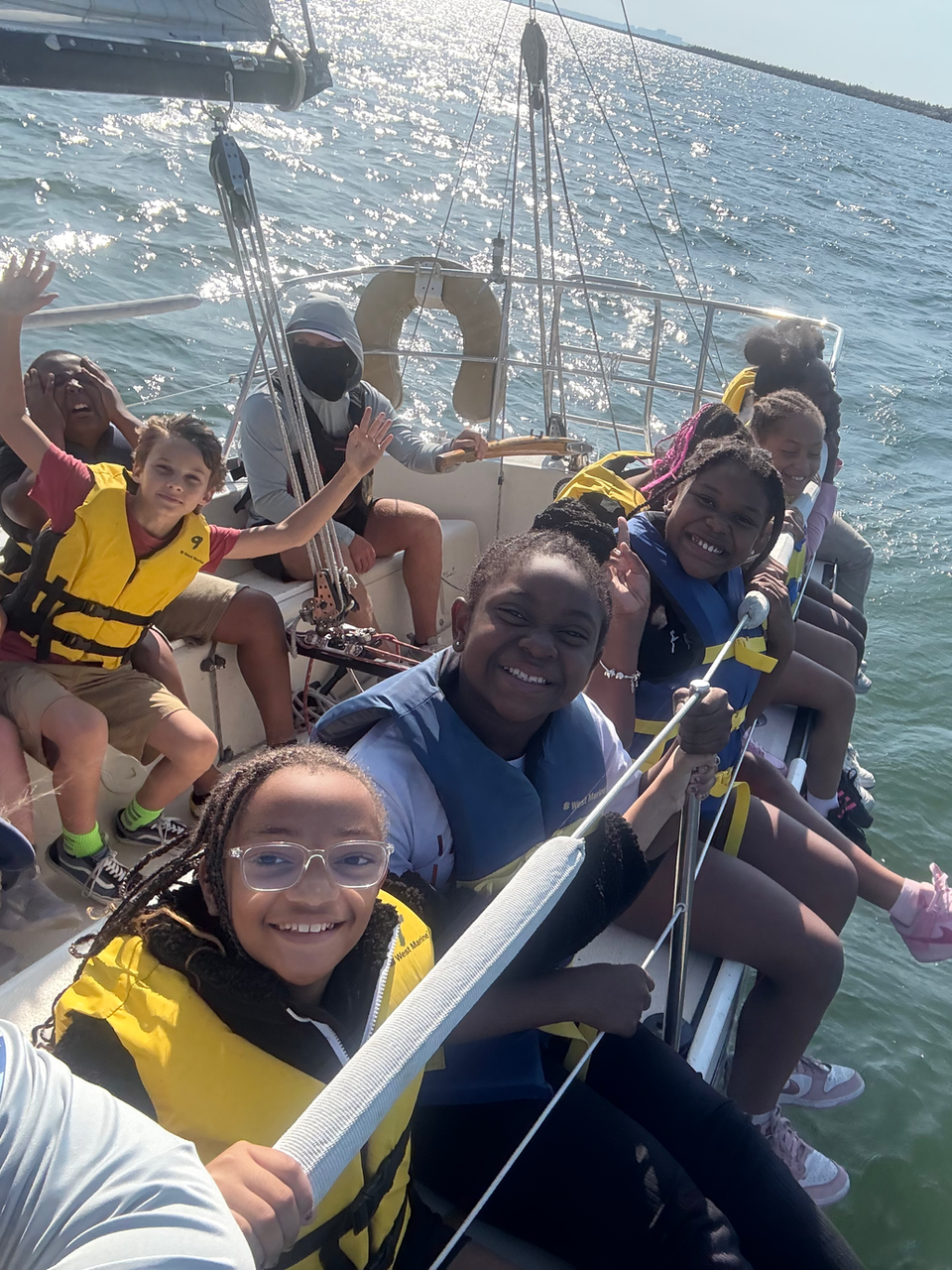 Sailing Academy students on a boat