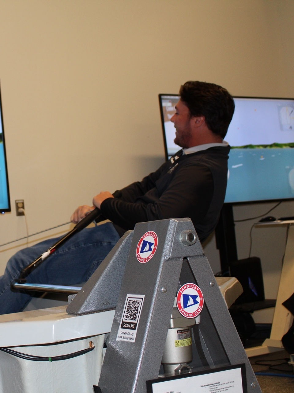 Man using a sailing simulator