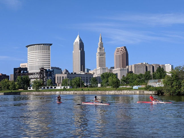 Kids rowing on the Cuyahoga River
