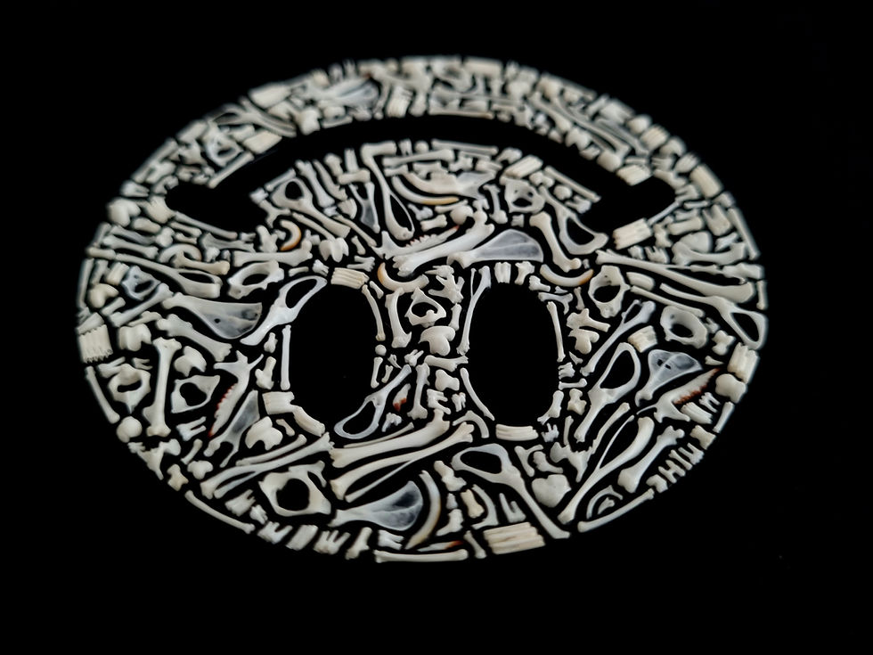 Thumbnail: Bone Smiley   Real tiny mice, shrew & vole bones  12x12cm  2024