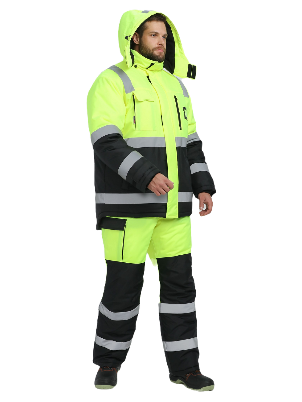 Костюм зимний сигнальный ProfLineSpecialist (тк.Оксфорд PU) брюки, желтый/черный