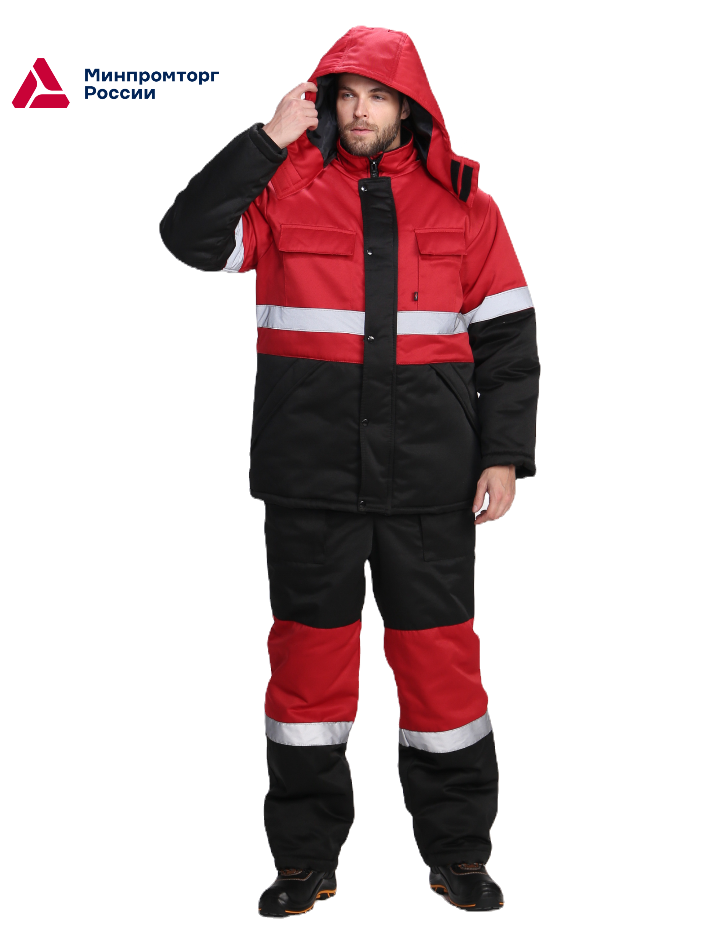 Костюм зимний Мегрес-2 (тк.Смесовая,250) п/к, черный/красный