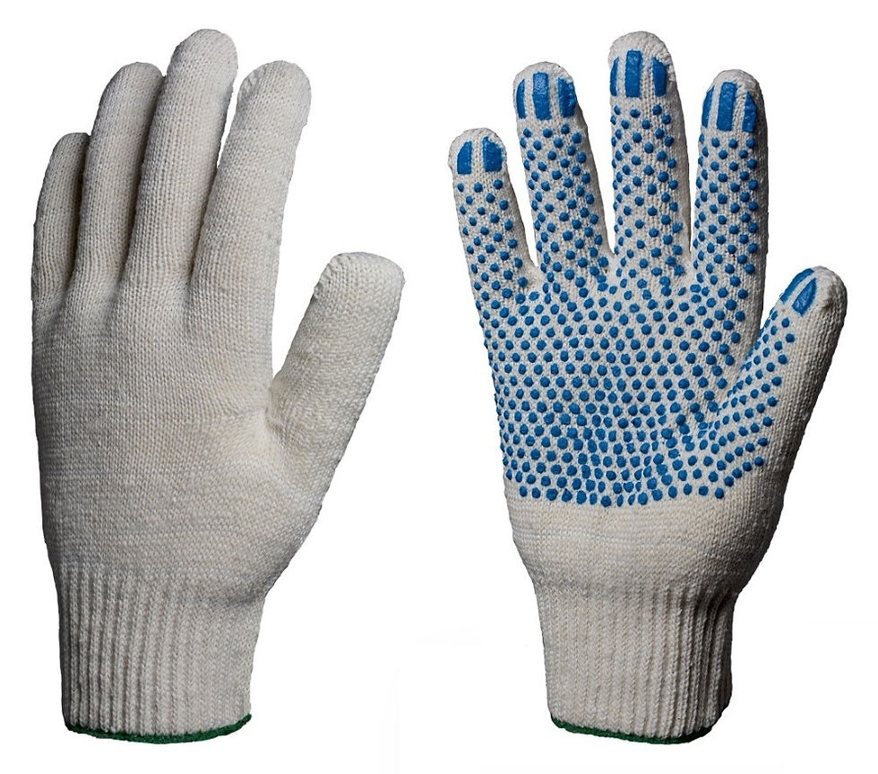 Перчатки х/б 10кл 6 нитей. СТАНДАРТ с ПВХ ТОЧКА, белые