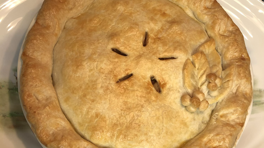 Classic apple pie with thin-sliced apples and double crust