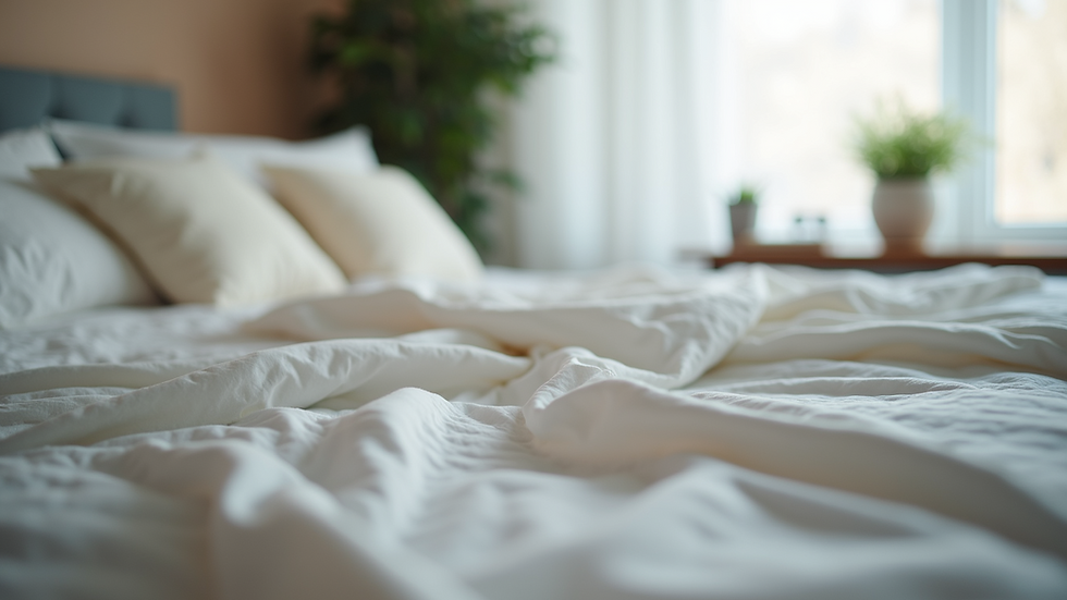 Close-up view of a comfortable mattress with soft bedding