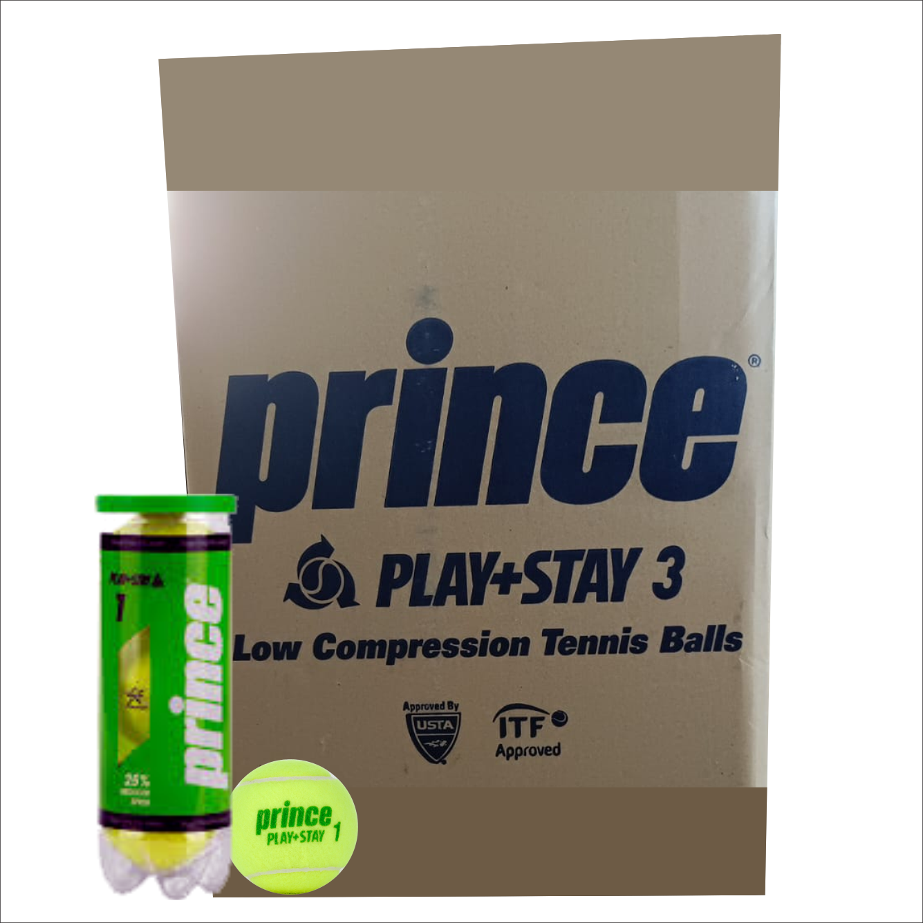 Carton of Prince Play & Stay Green Balls - 24 Cans (72 Balls) for Junior Tennis Training