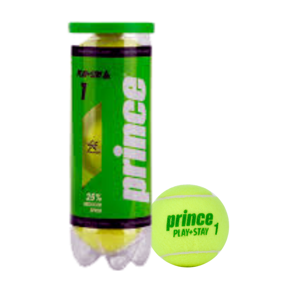 Prince Play & Stay Stage 2 Green Tennis Balls - Can of 3 for Junior Tennis Development