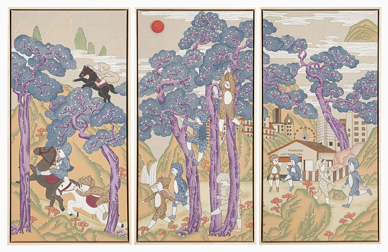Pine forest. 2026. Gouache on canvas. 40×80cm 3점.jpg
