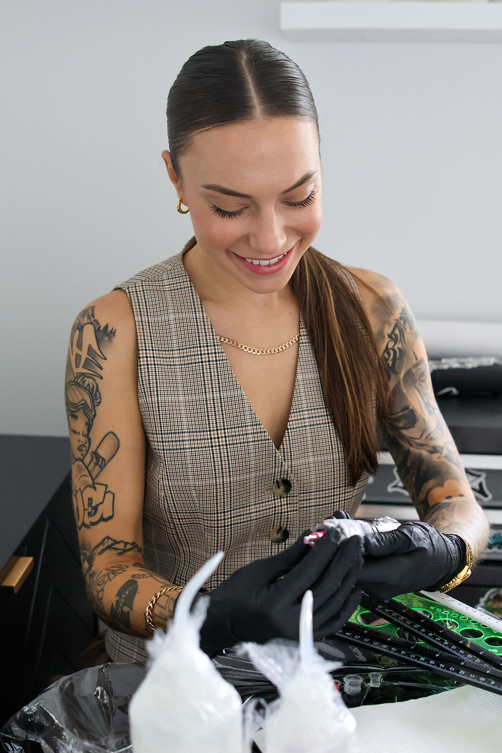 Paramedical tattoo artist in Brisbane preparing supplies