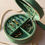 Thumbnail: Sun and Moon Embroidered Round Jewellery Case in Green