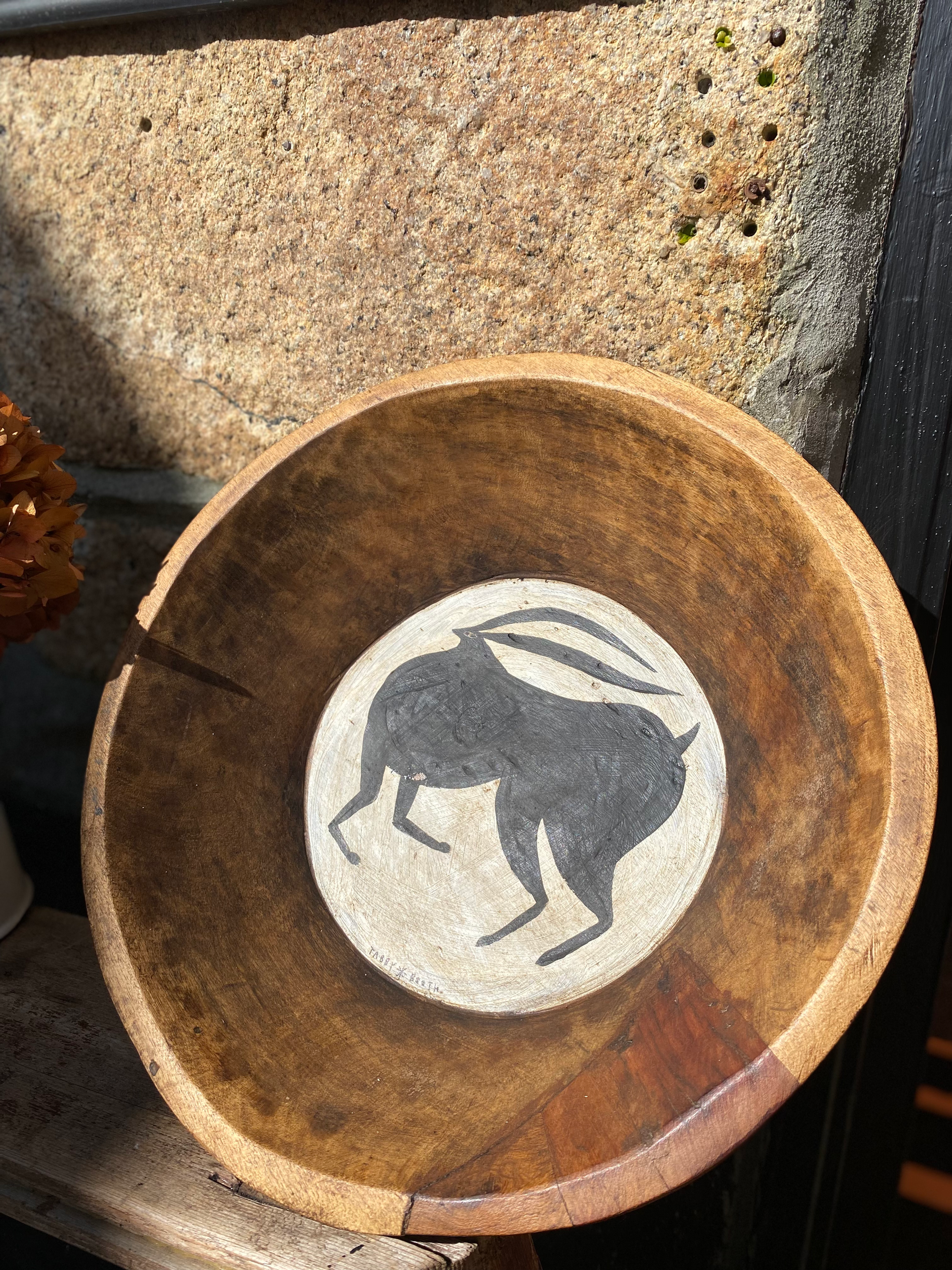 Tabby Booth Painted Wooden Bowl - Hare